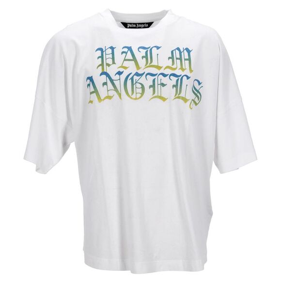 Palm Angels Gothic Logo Oversized T-Shirt in White Cotton